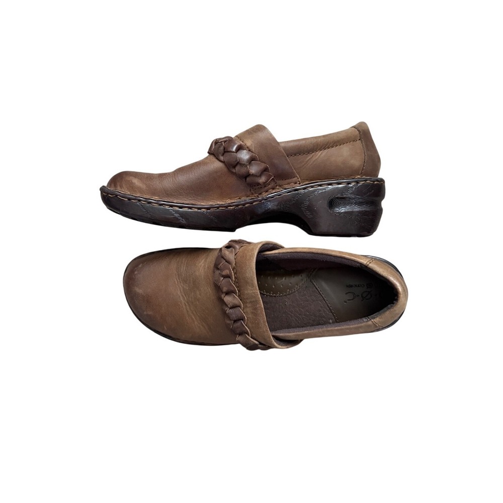 b.o.c. Born Concept Brown Braided Leather Clogs 10M Y2K Earthy Neutral Artsy